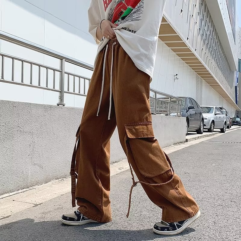 Work Pants Men'S Spring High Street Trendy Brand Loose Casual Pants Men'S And Women'S Functional Wind Streak Straight Leg Pants - Image 3